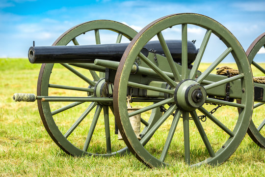 Old American Civil War Cannon On The Gettysburg Battlefield.