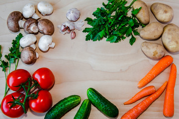 Fresh organic vegetables. Healthy Food background.