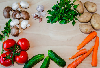 Fresh organic vegetables. Healthy Food background.