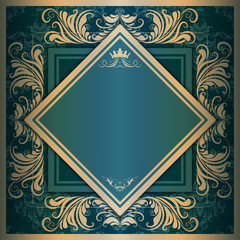 Vector square frame with filigree ornament
