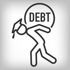 2016 Graduate Student Loan Icons - Crippling Student Loan Graphics for Education Financial Aid or Assistance, Government Loans, and Debt