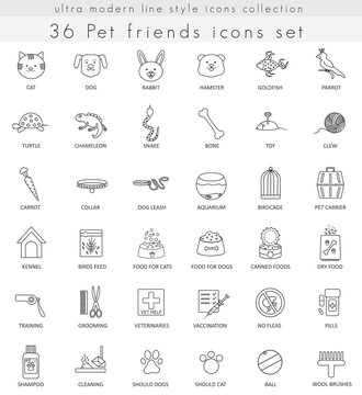 Vector Pet ultra modern outline line icons for web and apps.