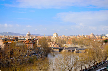 Fototapeta premium Rome panorama with monument and domes, Italy