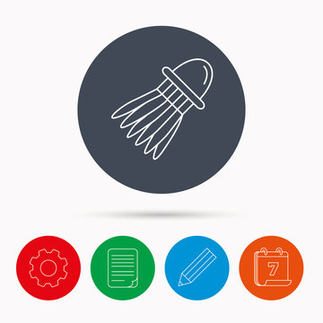 Shuttlecock icon. Badminton sport equipment.