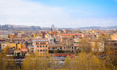 Rome panorama with monument and domes, Italy