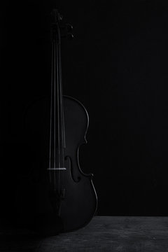 Violin black and white artistic conversion rim lighting