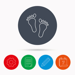 Baby footprints icon. Child feet sign.