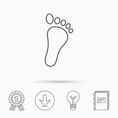 Baby footprint icon. Child foot sign.