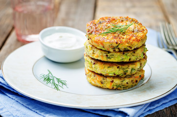 Quinoa Zucchini feta dill fritters