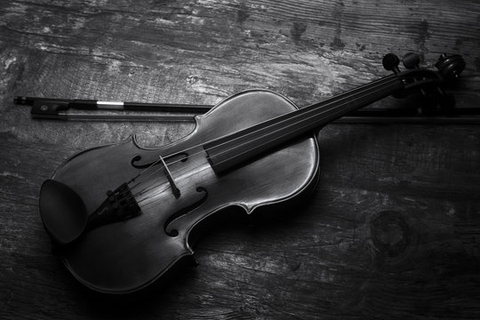 Violin black and white artistic conversion low lighting