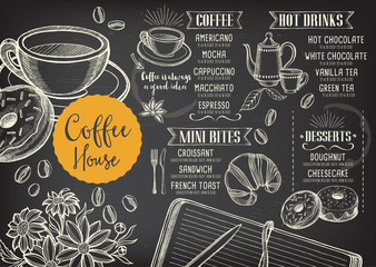 Coffee restaurant cafe menu, template design.