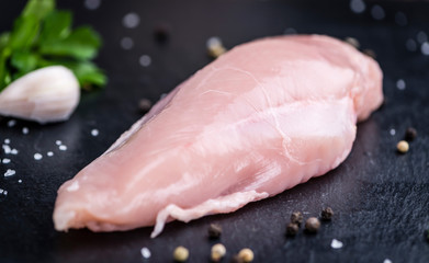 Raw Chicken Meat (on a slate slab)