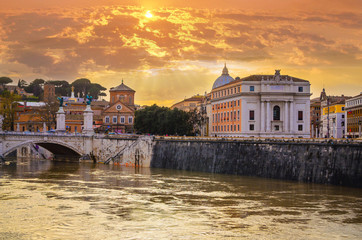 Castel Sant Angelo and Bridge of Angles, Rome, Italy
