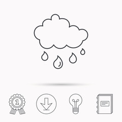 Rain icon. Water drops and cloud sign.