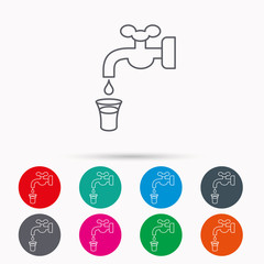 Save water icon. Crane with drop sign.