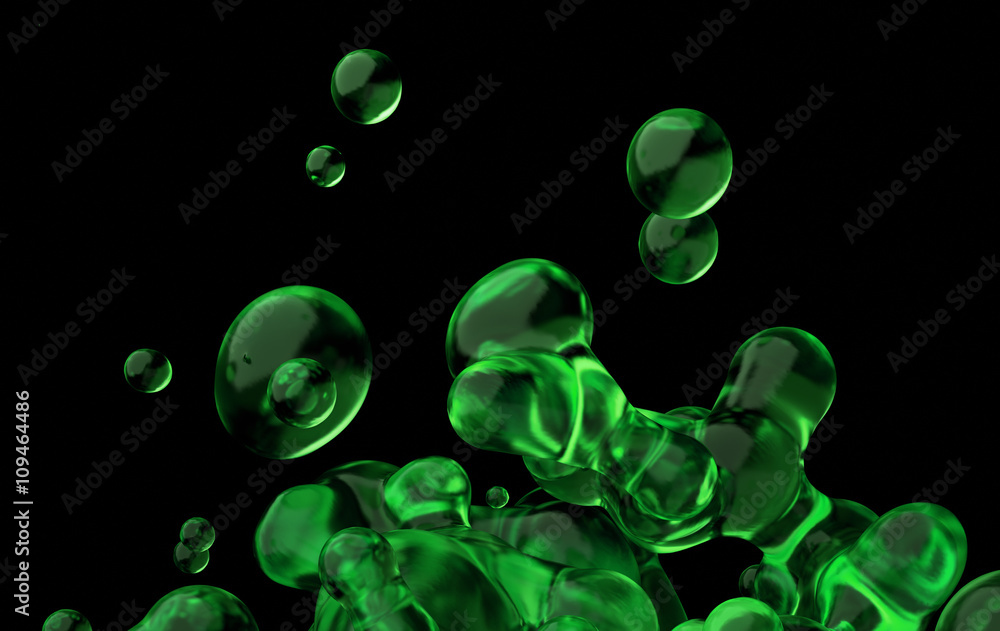 Poster abstract 3d rendering of chaotic liquid in empty space. background with dynamic fluid splash. design