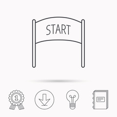 Start banner icon. Marathon checkpoint sign.