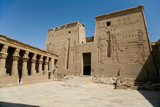 facade of interior Temple of Isis in Philae