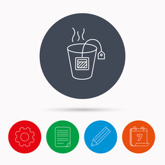 Tea bag icon. Natural hot drink sign.