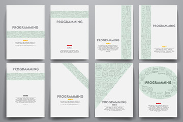 Fototapeta na wymiar Corporate identity vector templates set with doodles programming theme