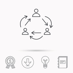 Teamwork icon. Office working process sign.
