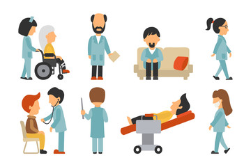 Obraz premium Medical Staff Flat, Isolated On White Background, Doctor, Nurse, Care, People Vector Illustration, Graphic Editable For Your Design