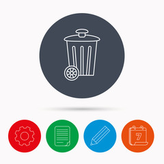Recycle bin icon. Trash container sign.