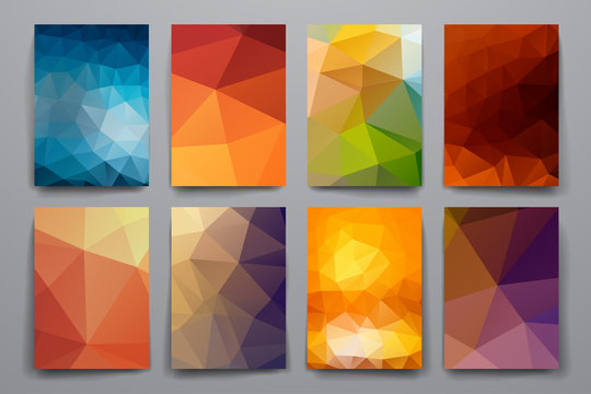 Set of brochure, poster design templates in polygonal style