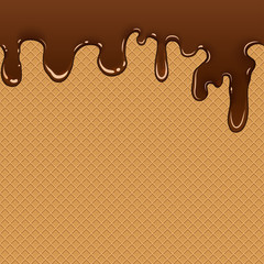Waffle with chocolate flow