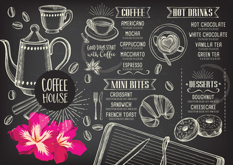 Coffee restaurant cafe menu, template design.