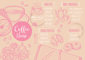 Fototapeta premium Coffee restaurant cafe menu, template design.