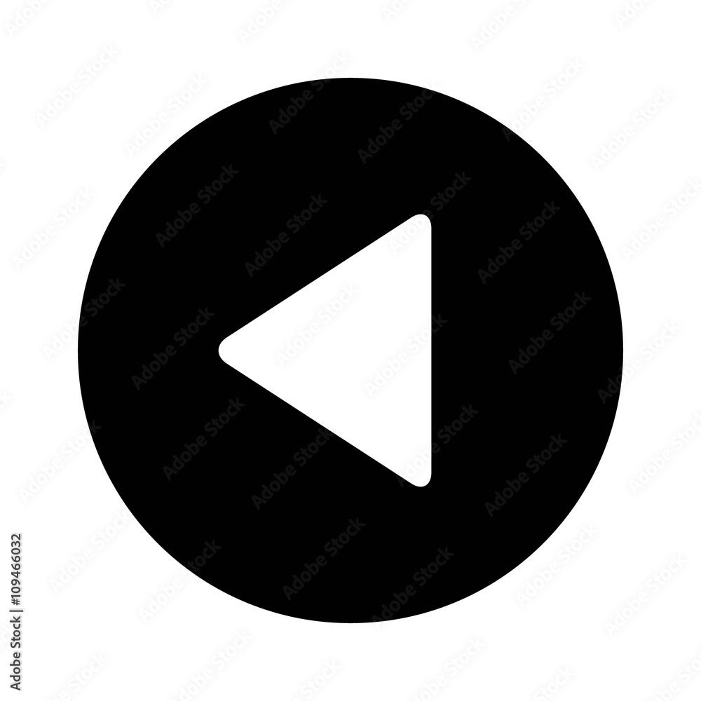 Poster rounded left or back triangle arrow flat icon for apps and websites