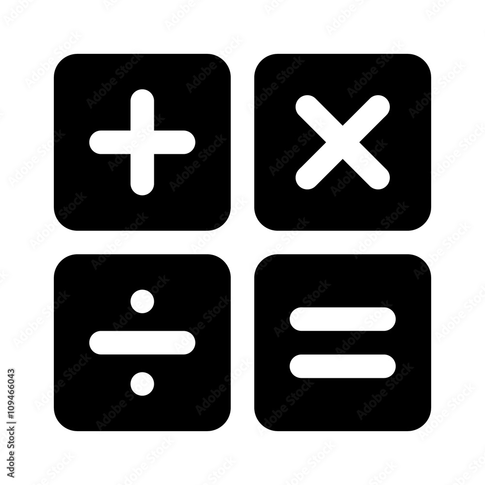 Poster calculator arithmetic operation signs / symbols flat icon for apps