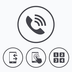 Phone icons. Call center support symbol.