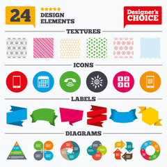 Phone icons. Call center support symbol.