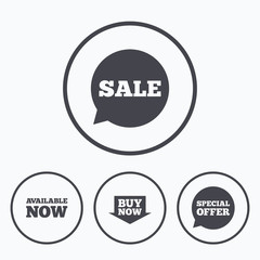 Sale icons. Special offer speech bubbles symbols