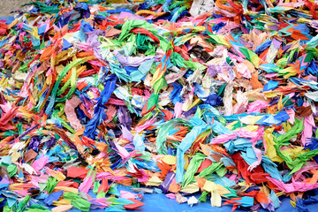Colorful origami  for throwing on a fire in Japan