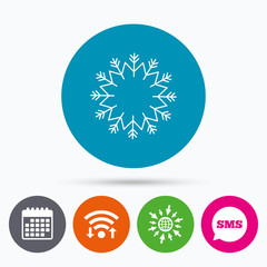 Snowflake artistic sign icon. Air conditioning.
