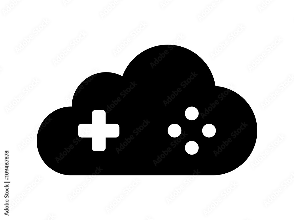 Poster cloud gaming game controller flat icon for apps and websites