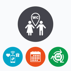 WC Toilet sign icon. Restroom symbol.