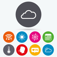 Weather icons. Cloud and sun. Temperature symbol