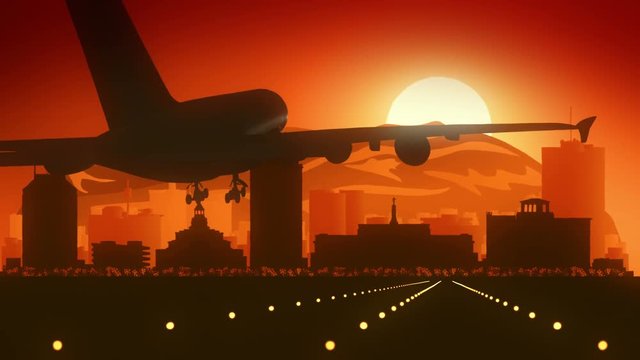 Fresno California USA America Skyline Sunrise Landing 