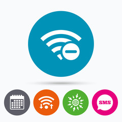 Wifi minus sign. Wi-fi symbol. Wireless.