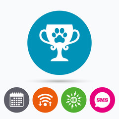 Winner pets cup sign icon. Trophy for pets.