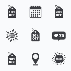 Sale price tag icons. Discount symbols.