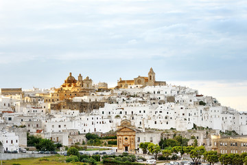 panoramic view of the white city Ostuni, Apulia, southern Italy