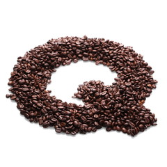 letter q, alphabet from coffee beans isolated on white background
