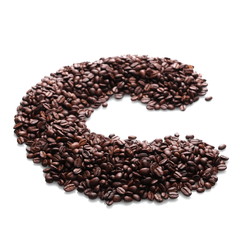 letter c, alphabet from coffee beans isolated on white background