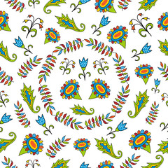 Obraz premium Seamless floral pattern on a white background