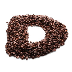 letter d, alphabet from coffee beans isolated on white background